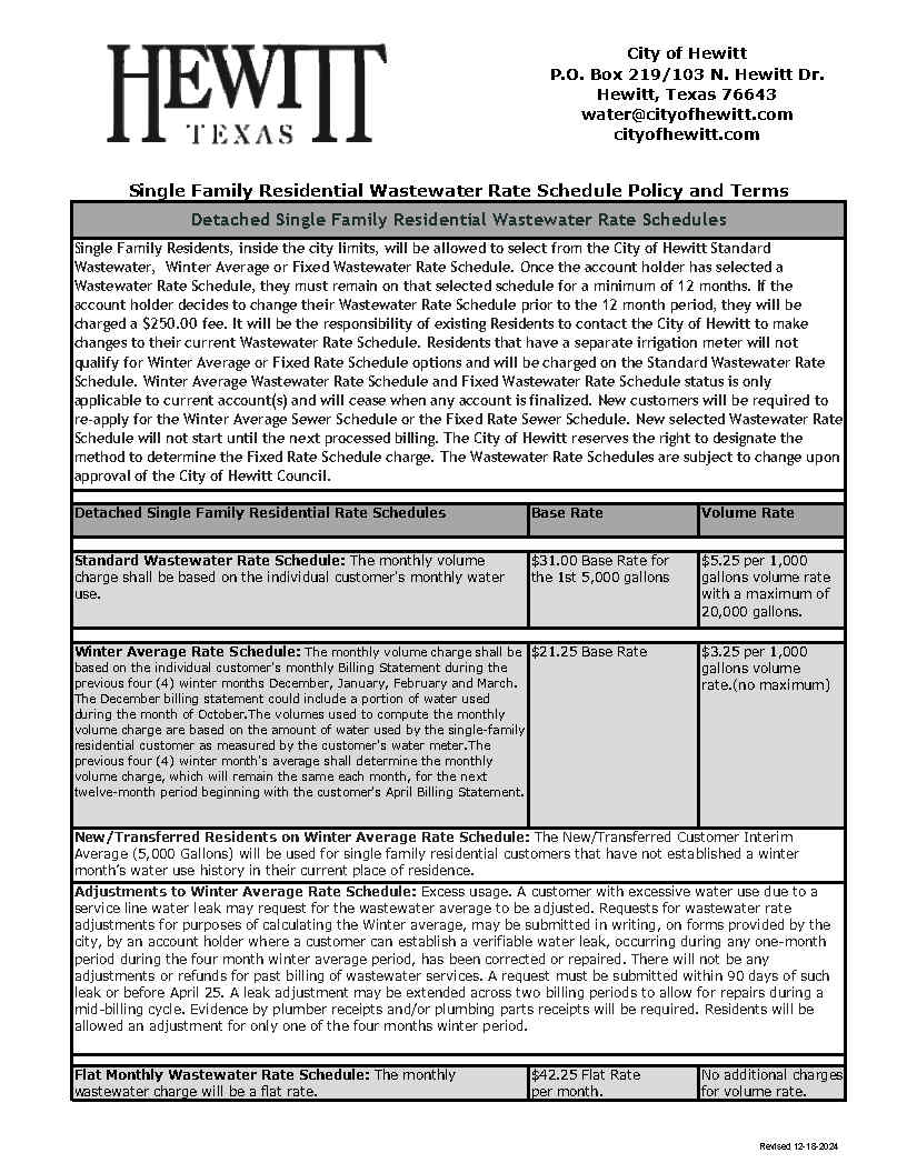 Wastewater instructions